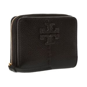 Tory Burch Thea Black Pebbled Leather Bifold Wallet